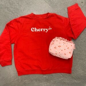 Cherry Red Sweatshirt and Make Up bag set